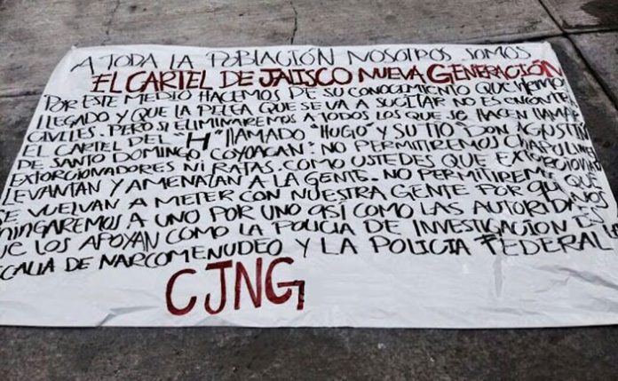Cártel Jalisco Nueva Generación anuncia su llegada a la CDMX con narcomanta