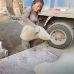 Mujer trabaja como albañil para mantener a sus hijos
