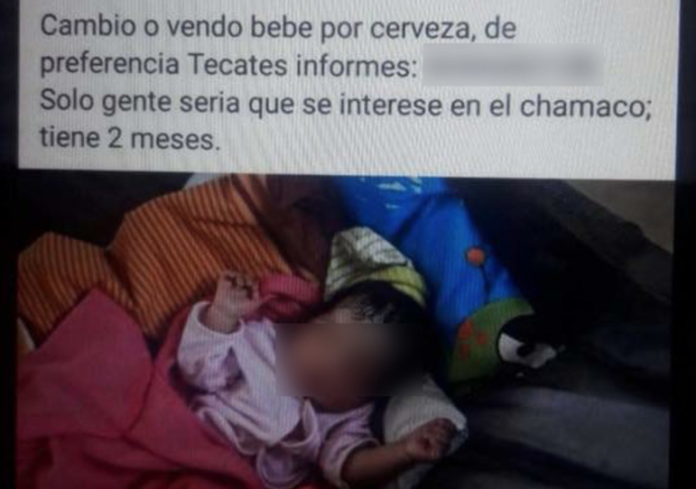 Ponen en venta a bebé en grupo de Facebook en Saltillo