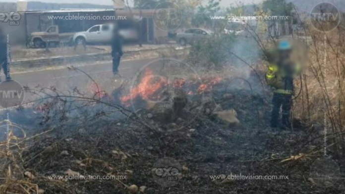 Policía Municipal se lesiona en incendio  de pastizal