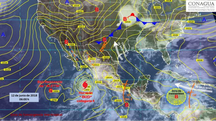 Clima: El huracán “Bud se fortalece: Ya es categoría 4