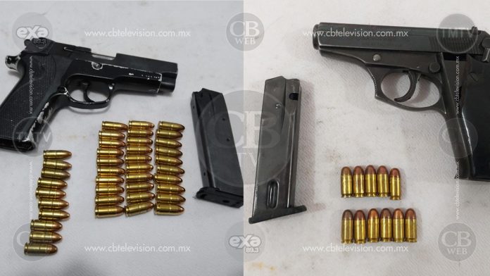 PM Uruapan asegura a seis masculinos en posesión de arma de fuego