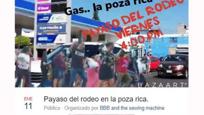 Crean evento para ir a bailar Payaso de Rodeo en gasolinera de Poza Rica
