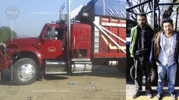 Policía Tarímbaro recupera camión robado y detiene a dos implicados
