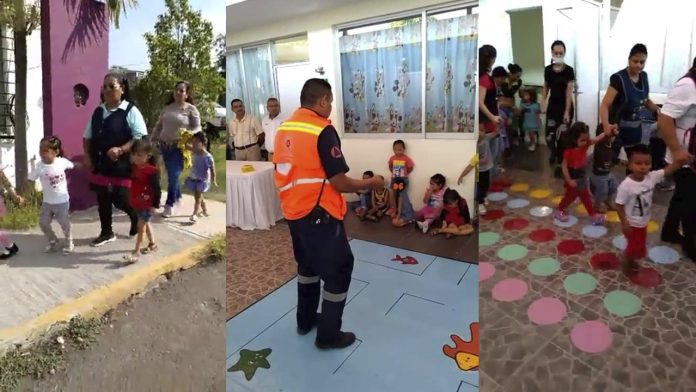 Hacen simulacro de amenaza de bomba en kínder de Apatzingán