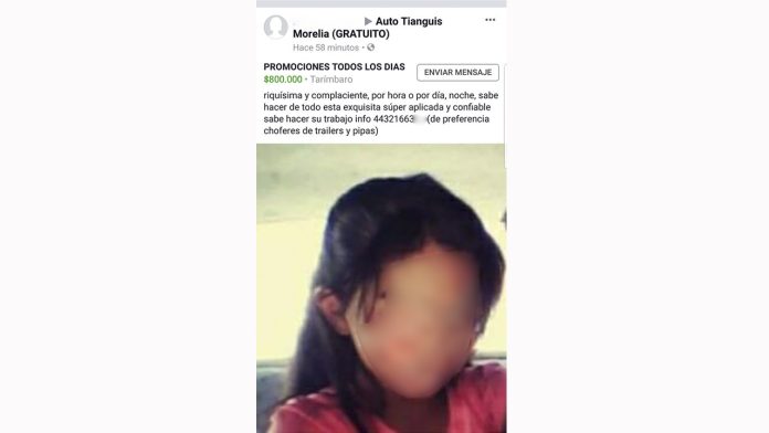 Rentan a niña con fines sexuales en grupo moreliano de Facebook