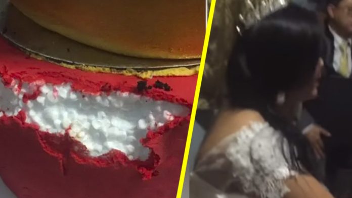 Los estafaron con el banquete el día de su boda, hasta pastel de unicel les mandaron