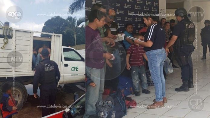 Grupo de migrantes fueron rescatados de una camioneta con logos de la CFE