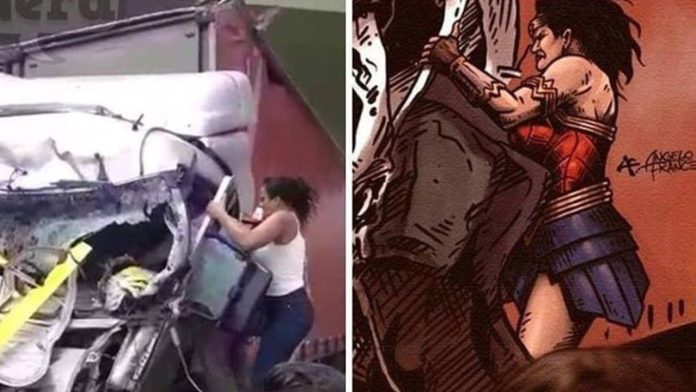 Video: Como la mujer maravilla, ella rescató a un hombre mientras todos grababan