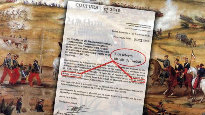 Secretaría de Cultura dice que el 5 de febrero se conmemora la batalla de Puebla