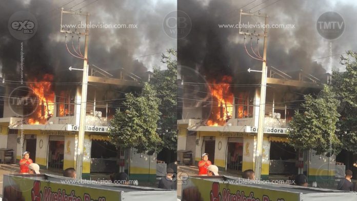 Incendio deja en cenizas una tortillería en Buenavista
