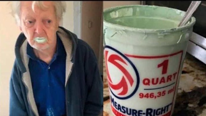 Abuelito bebe pintura al pensar que era yogurt