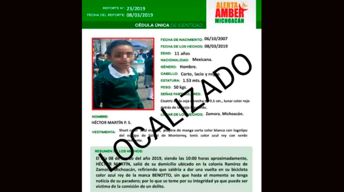 Localiza FGE a menor que se encontraba desaparecido en Zamora y desactiva Alerta Amber