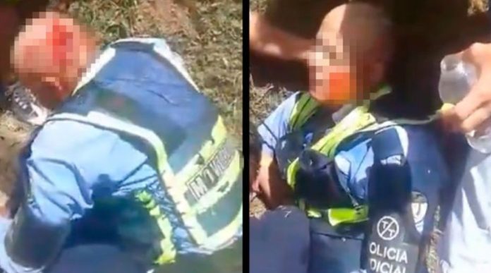 Video (+18): Violento conductor le da un hachazo en la cabeza a tránsito por multarlo  