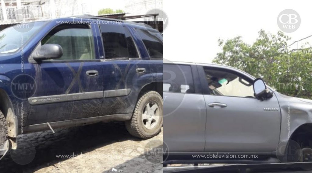 Encuentran abandonadas tres camionetas con reporte de robo en Gabriel Zamora