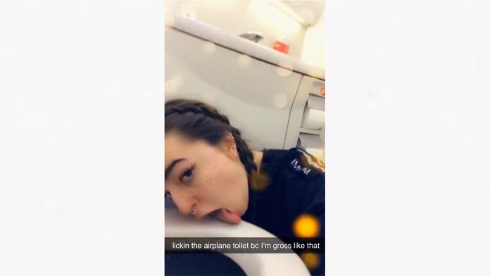 Se hace famosa por lamer el inodoro del baño de un avión