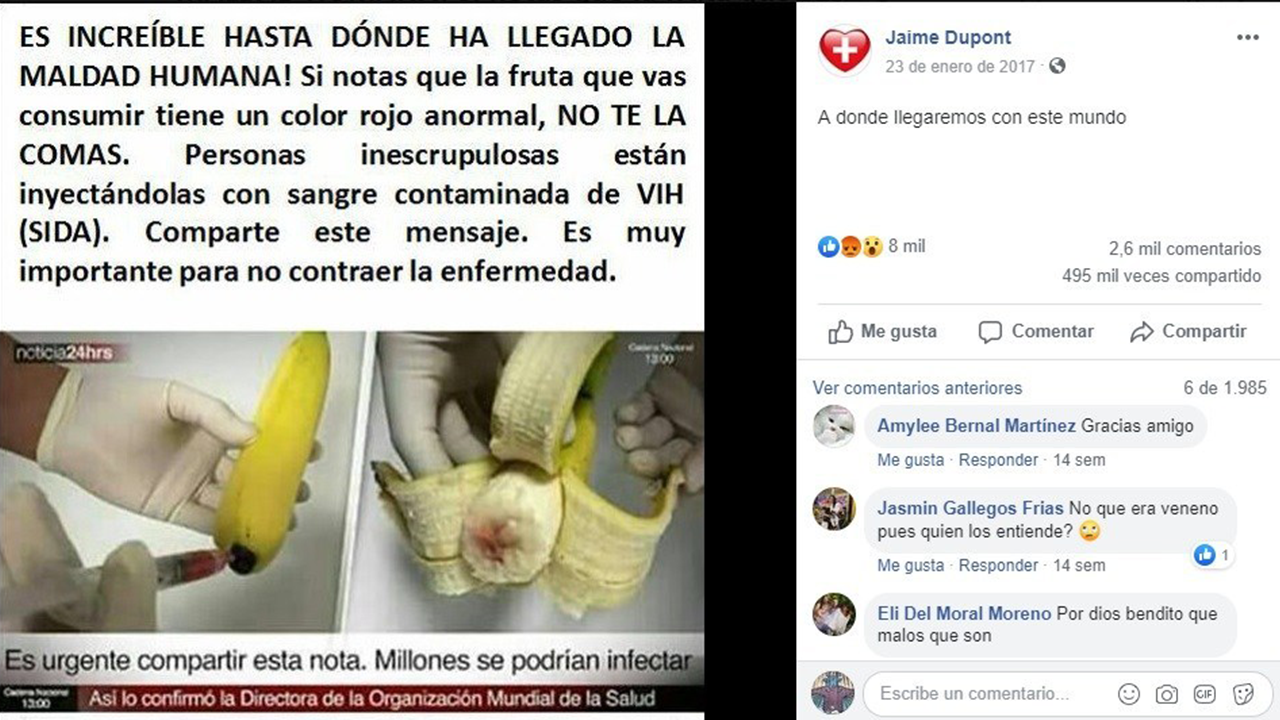 ¿Frutas con manchas rojas están contaminadas con VIH? ¿Frutas con manchas rojas están contaminadas con VIH?