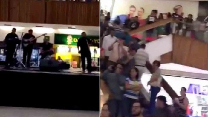 Se inunda plaza comercial, mientras los músicos tocan tema de Titanic