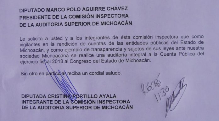 Comisión Inspectora de la Auditoría, niega auditoría integral al Congreso de Michoacán