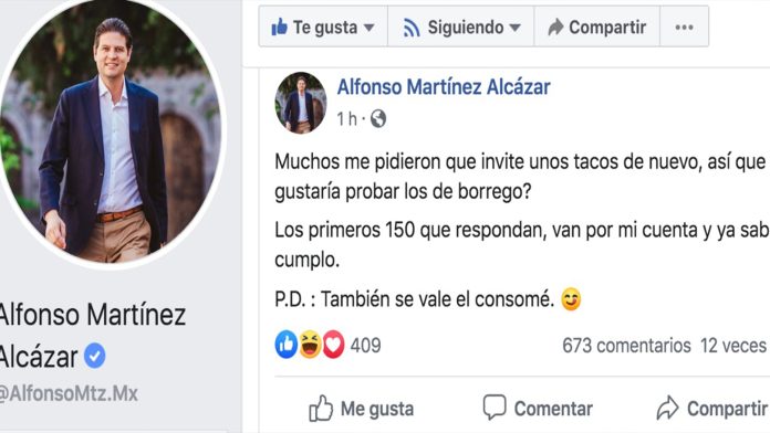 Los tacos van por mi cuenta, ya saben que sí cumplo: Alfonso Martínez