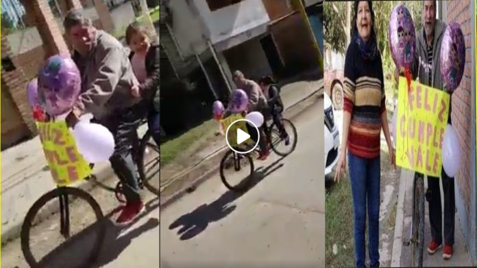 Viral: Abuelito adornó su bicicleta para ir por su nieta al Kínder y sorprenderla por su cumpleaños