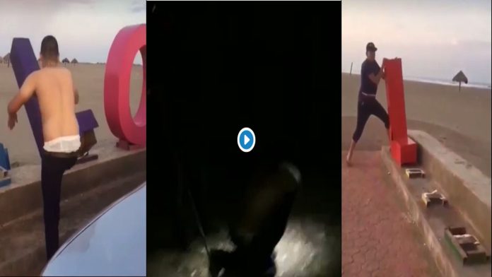 VIDEO (+18): Cártel de Sinaloa castiga a joven por vandalizar letras turísticas