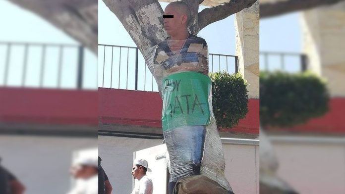 En México: Amarran y rapan a presunta ladrona