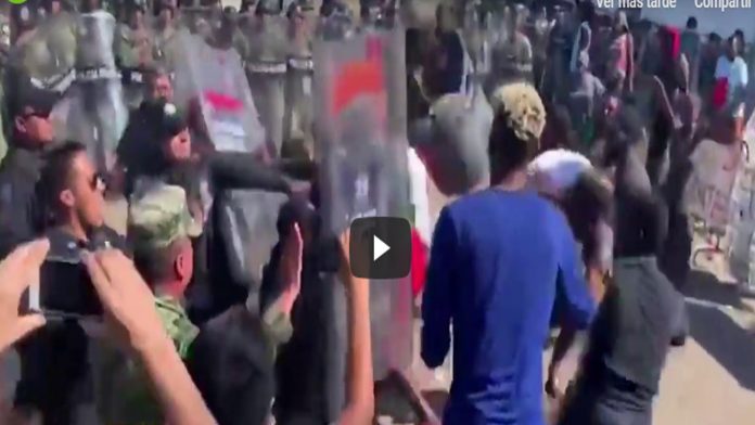 Video: Captan enfrentamiento entre Policías Federales y migrantes en Chiapas