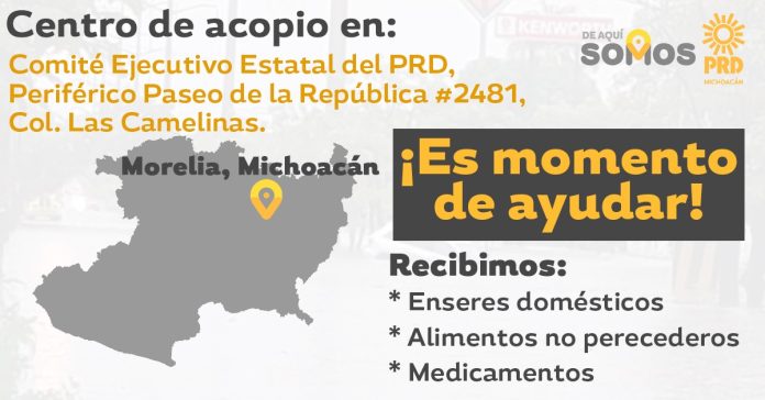 Apertura el PRD Centros de Acopio para damnificados por Narda
