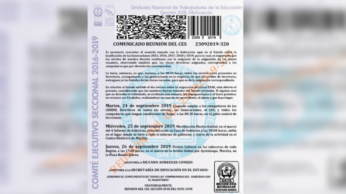 Recuerda: Este miércoles habrá movilización masiva por parte del magisterio