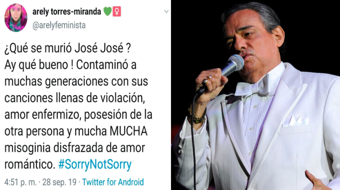Feminista celebra muerte de José José: 