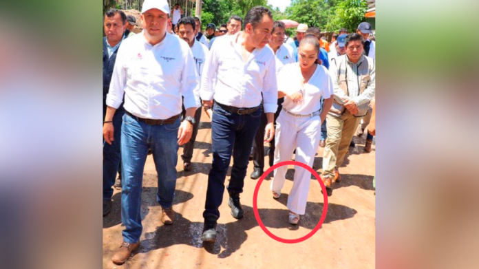 Acusan a presidenta de Lázaro Cárdenas de solo irse a tomar la foto; solo se paseó en tacones en las colonias afectadas