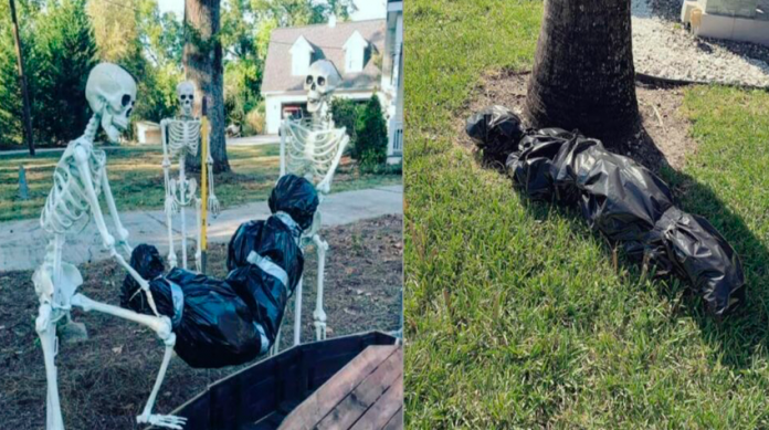 Migrante mexicana adorna su casa con temática del narco para Halloween