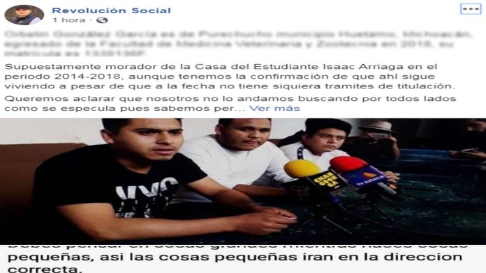 Revolución Social asegura que presunto agresor de Don Manuel sigue viviendo en casa de estudiante