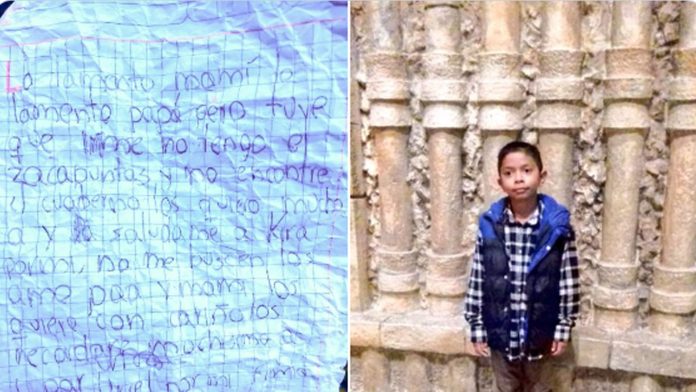 Niño se fuga de su casa tras perder un cuaderno; deja una carta de despedida: “Lo lamento, mami, tuve que irme”