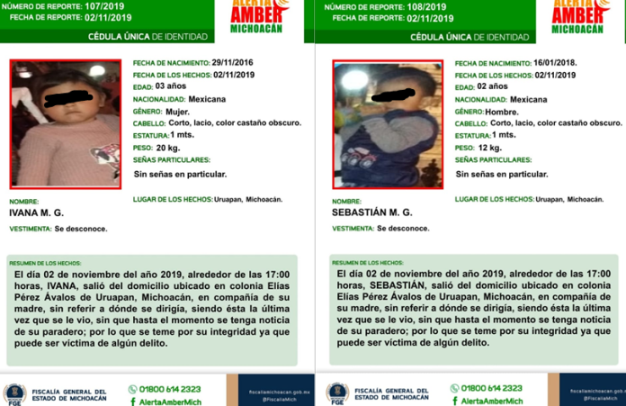 Hermanos de 2 y 3 años, desaparecen en Uruapan