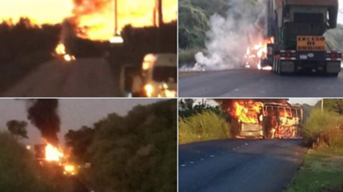 Grupo armado bloquea carretera Acapulco-Zihuatanejo e incendia camiones