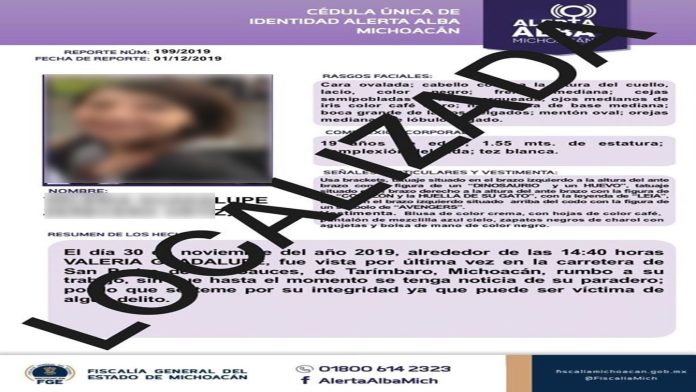 Localizan a joven de 19 años reportada como desaparecida desde noviembre