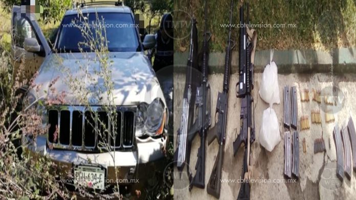 Arresta SSP y GN a cuatro en posesión de armas, droga y auto blindado