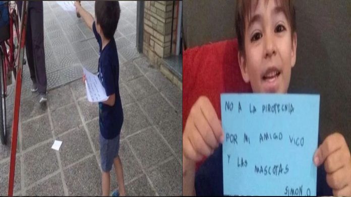 Niño hace campaña contra pirotecnia; quiere ayudar a su amigo autista y a los perritos