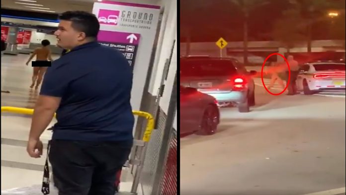 Video: Mujer se quita la ropa en pleno aeropuerto