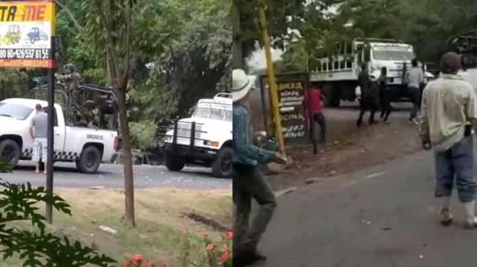 VIDEOS: Agarran a huevazos a la Guardia Nacional en Apatzingán