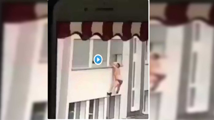 Video: Hombre cae de un segundo piso; esposo de la amante llegó pronto a casa
