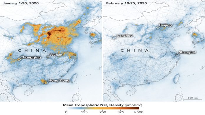 La Nasa detecta disminución significativa de contaminación en China por coronavirus