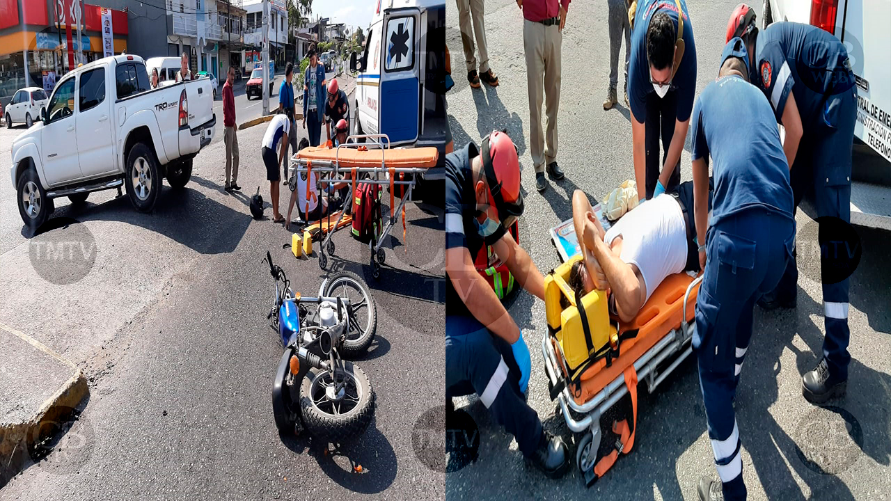 Motociclista se impacta con camioneta de la Administración Portuaria de LC Motociclista se impacta con camioneta de la Administración Portuaria de LC
