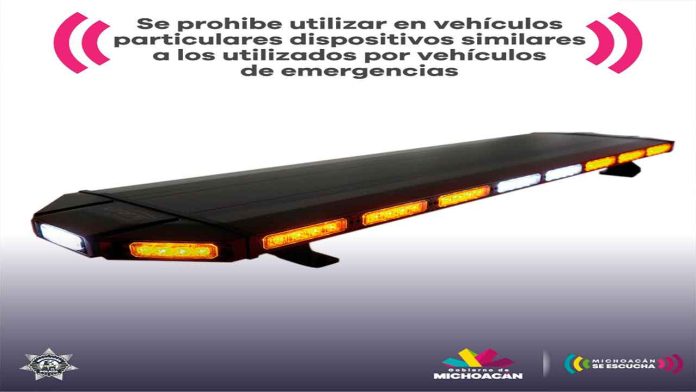 Multa de 3 mil 80 pesos por utilizar dispositivos similares a vehículos policiales o de emergencias: SSP