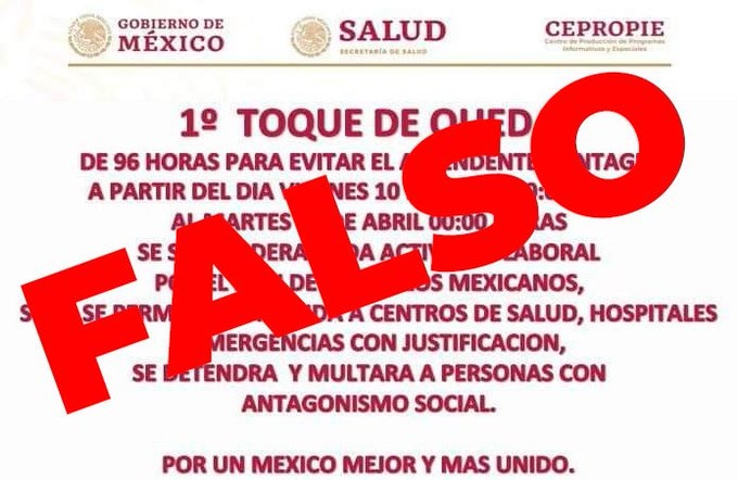 No habrá toque de queda; Secretaría de Salud desmiente comunicado que circula en redes sociales No habrá toque de queda; Secretaría de Salud desmiente comunicado que circula en redes sociales