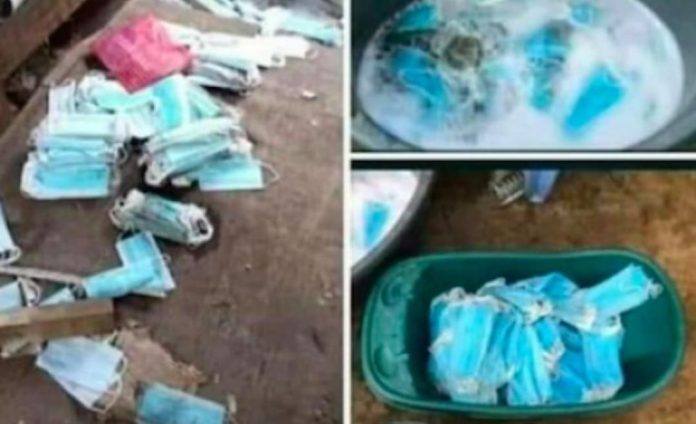 Denuncian que sacan cubrebocas de la basura para lavarlos y revenderlos