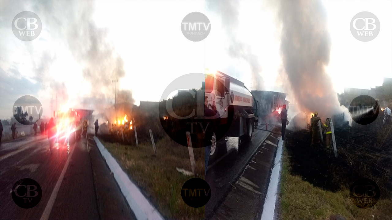 Se incendia tráiler al chocar con una camioneta; hay tres heridos Se incendia tráiler al chocar con una camioneta; hay tres heridos