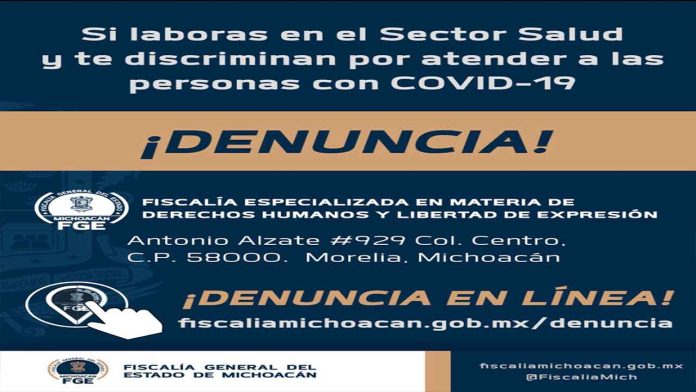 Exhorta FGE, a trabajadores de salud a denunciar actos de discriminación